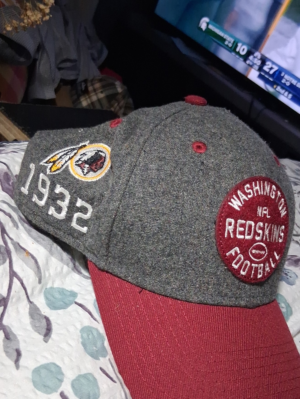 NFL Gray and Burgundy Washington Redskins Wool Blend Cap